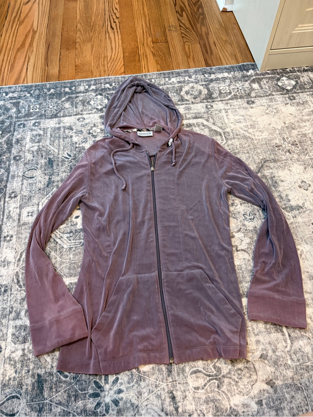 Chico's Dusty Mauve Zip Hoodie